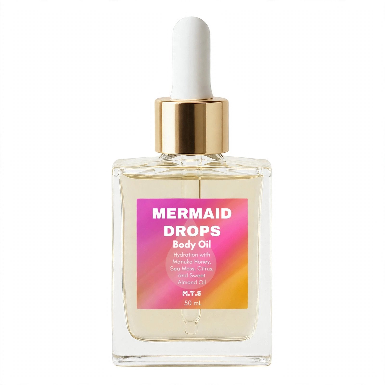 Mermaid Drops Body Oil bottle on white